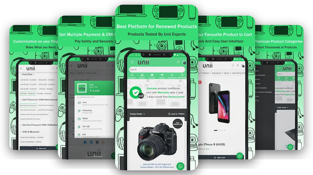 Unii app screens